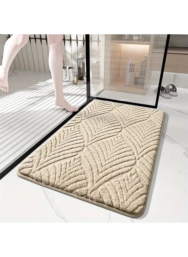 White Geometric Bathroom Mat Fluffy Non Slip Soft Shower Pad Absorbent Plush Floor Mat 19 69x31 5 Inch - Image 2